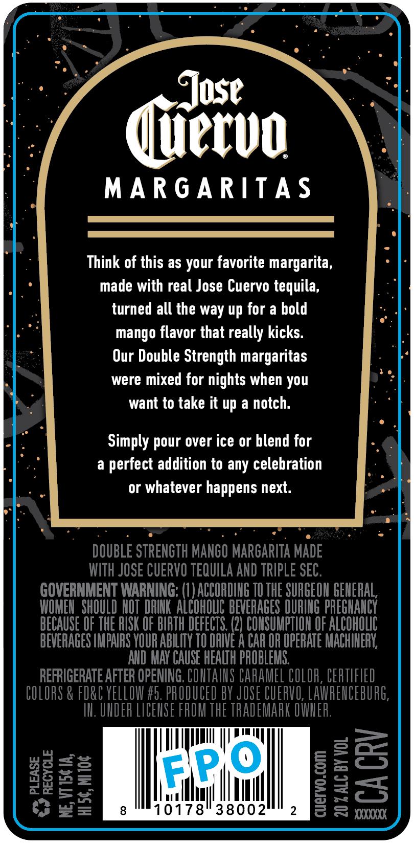 TABC label artwork for Jose Cuervo Double Strength Mango