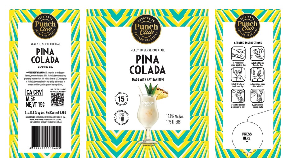 TABC label artwork for Punch Club Pina Colada