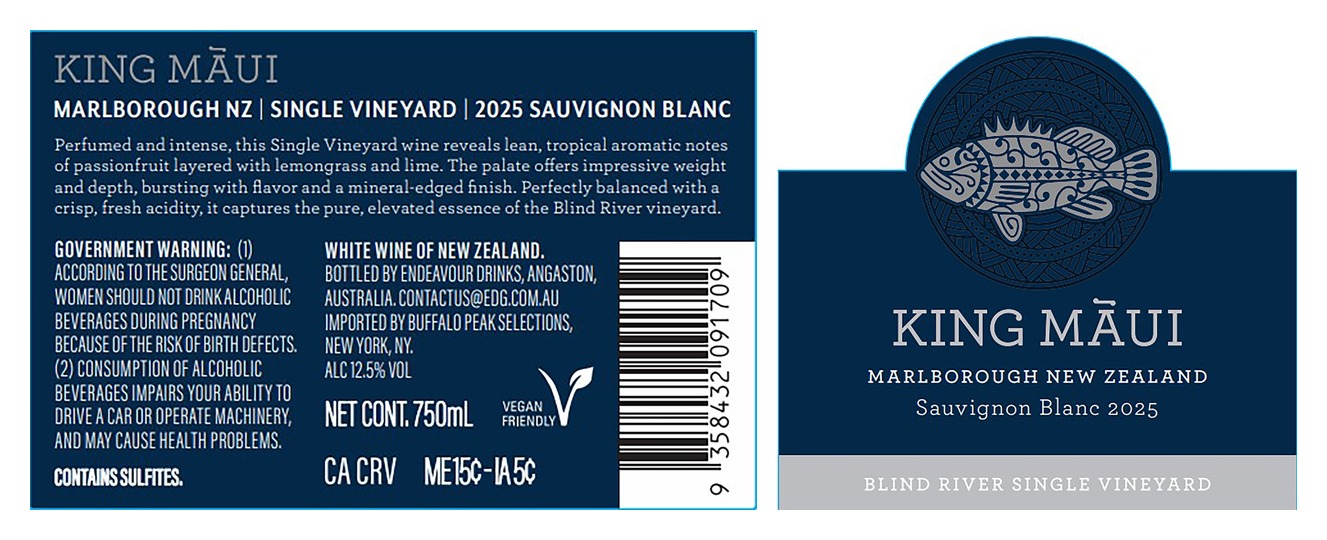TABC label artwork for King Maui Single Vineyard Sauvignon Blanc
