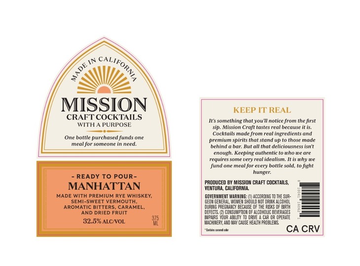 TABC label artwork for Mission Craft Cocktails Manhattan
