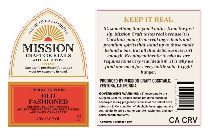 TABC label artwork for Mission Craft Cocktails Old Fashioned