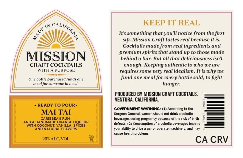 TABC label artwork for Mission Craft Cocktails Mai Tai