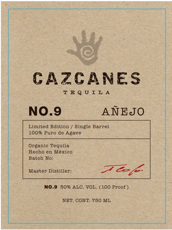 TABC label artwork for Cazcanes Tequila Anejo No.9