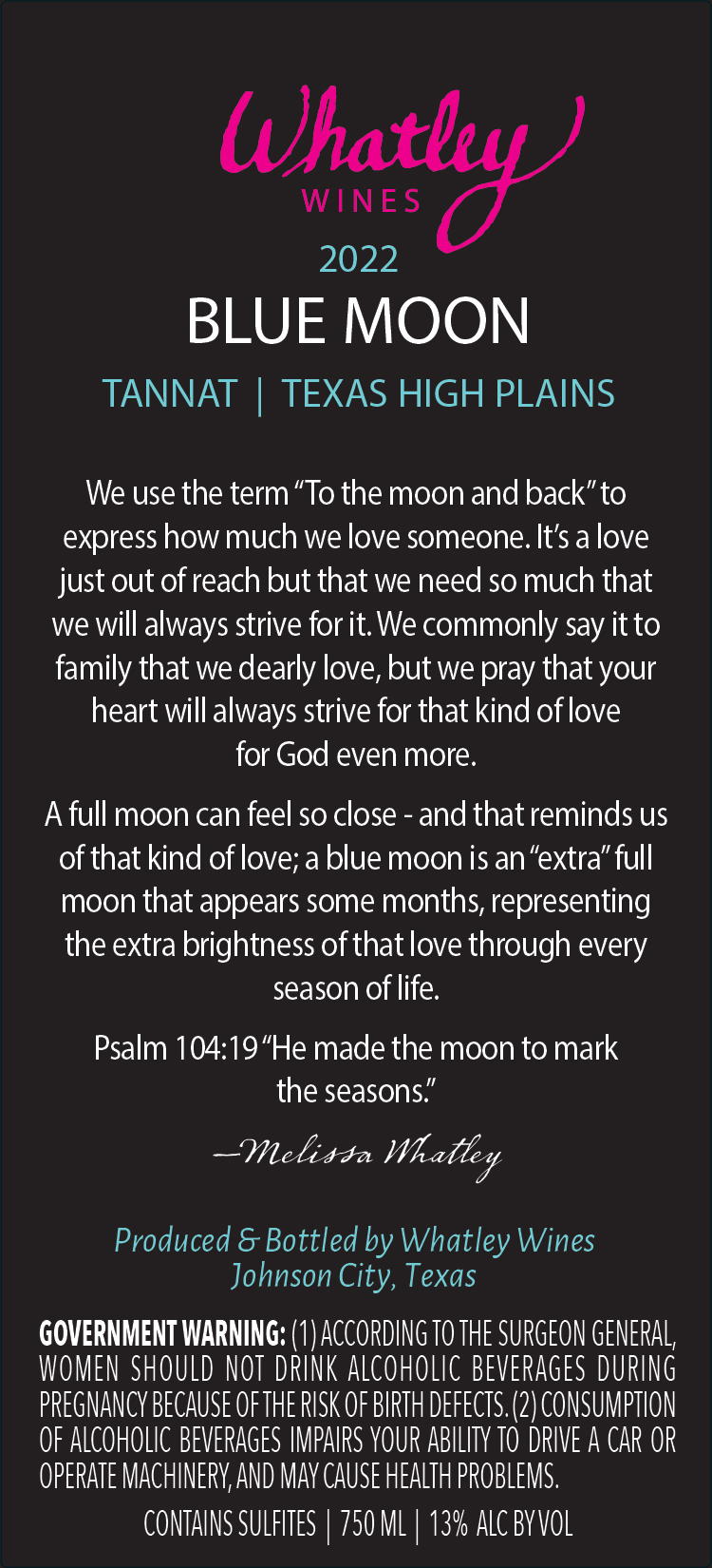 TABC label artwork for Whatley Wines Bluemoon