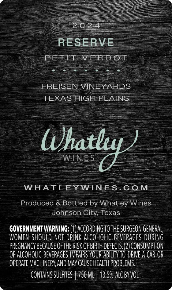 TABC label artwork for Whatley Wines Reserve Petit Verdot