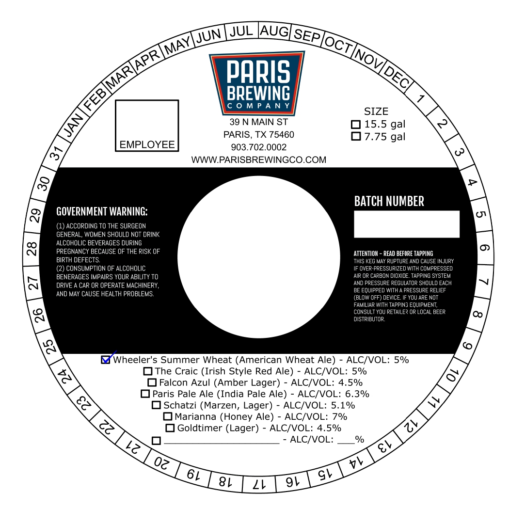 TABC label artwork for Wheeler's Summer Wheat