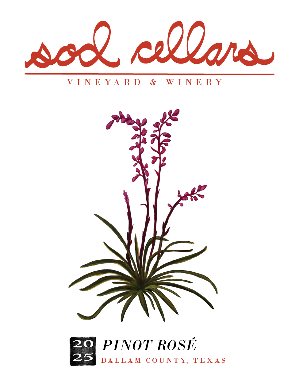 TABC label artwork for Sod Cellars 2025 Pinot Rose