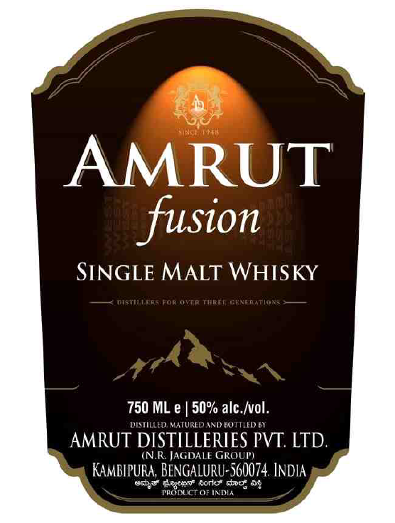 TABC label artwork for Amrut Fusion Indian Single Malt Whisky