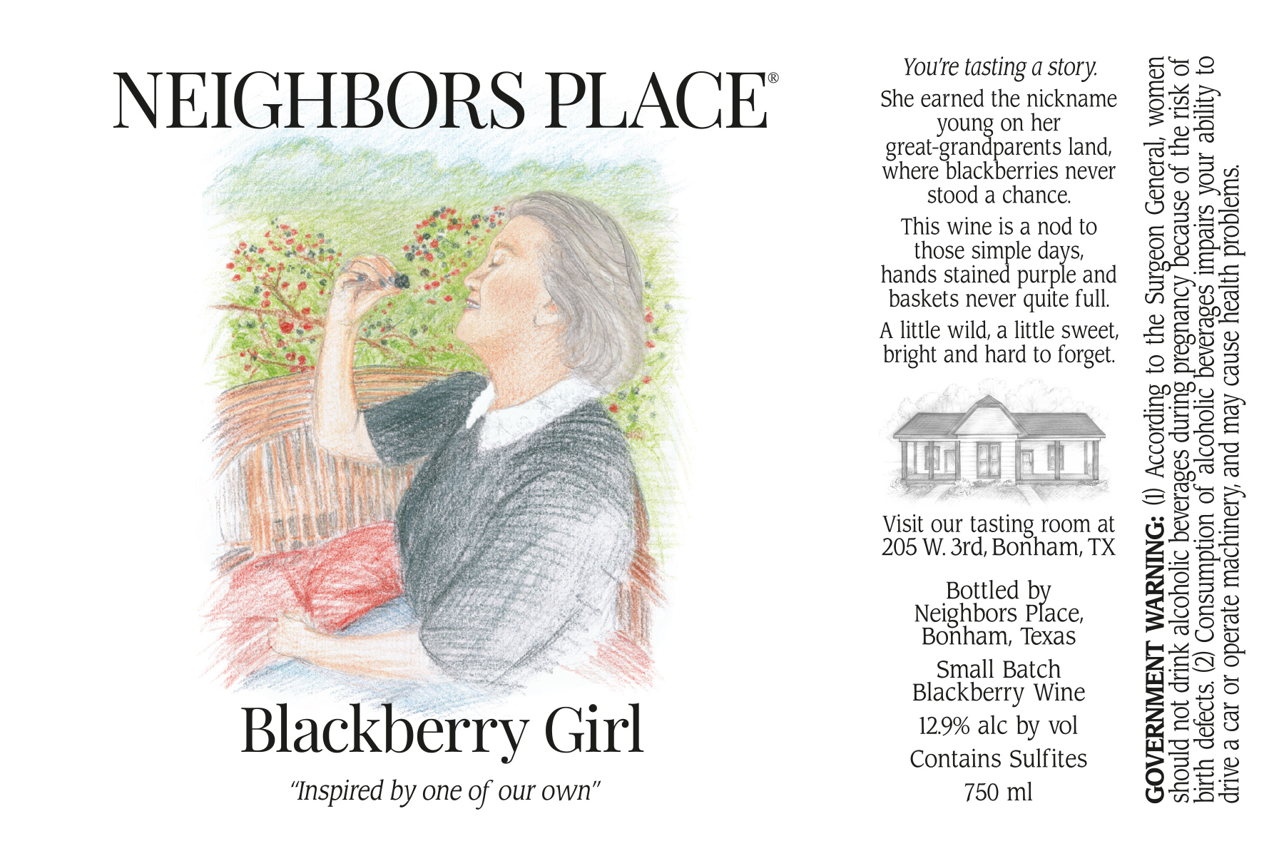 TABC label artwork for Neighbors Place Blackberry