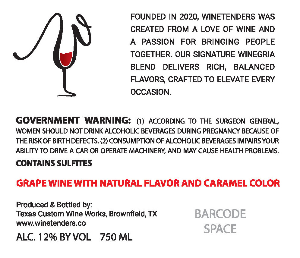 TABC label artwork for WINETENDERS - WINEGRIA