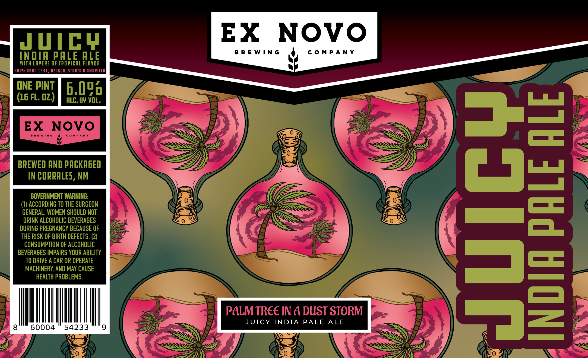 TABC label artwork for Ex Novo Palm Tree in a Dust Storm Juicy India Pale Ale