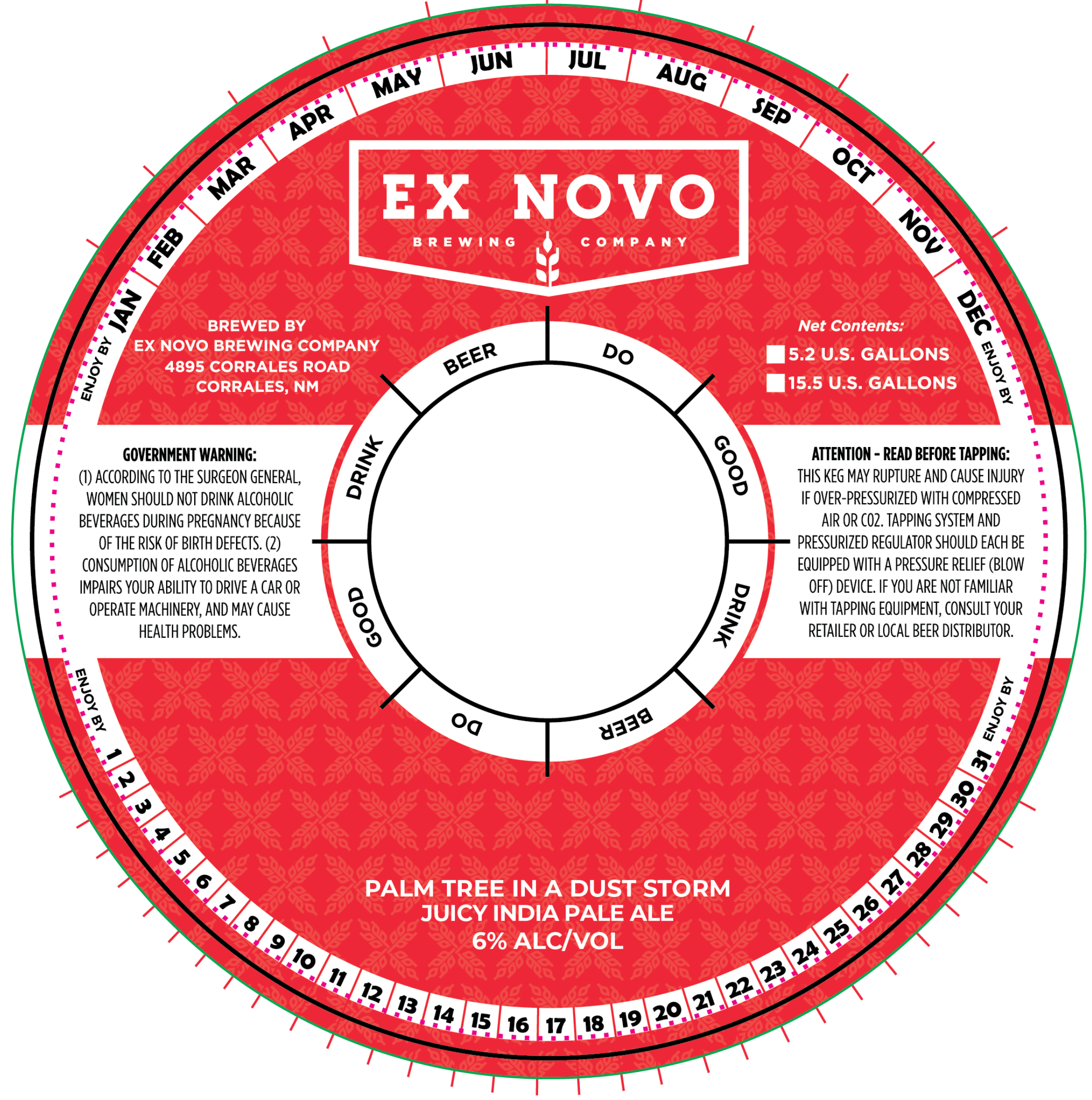 TABC label artwork for Ex Novo Palm Tree in a Dust Storm Juicy India Pale Ale