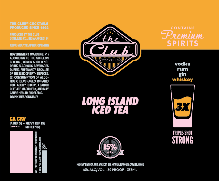 TABC label artwork for The Club Long Island Iced Tea