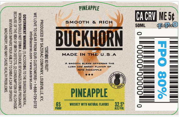 TABC label artwork for Buckhorn Pineapple Whiskey