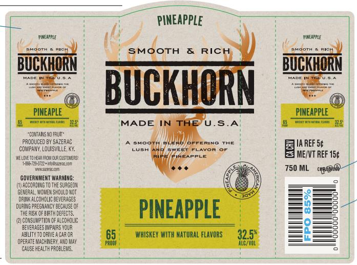 TABC label artwork for Buckhorn Pineapple Whiskey