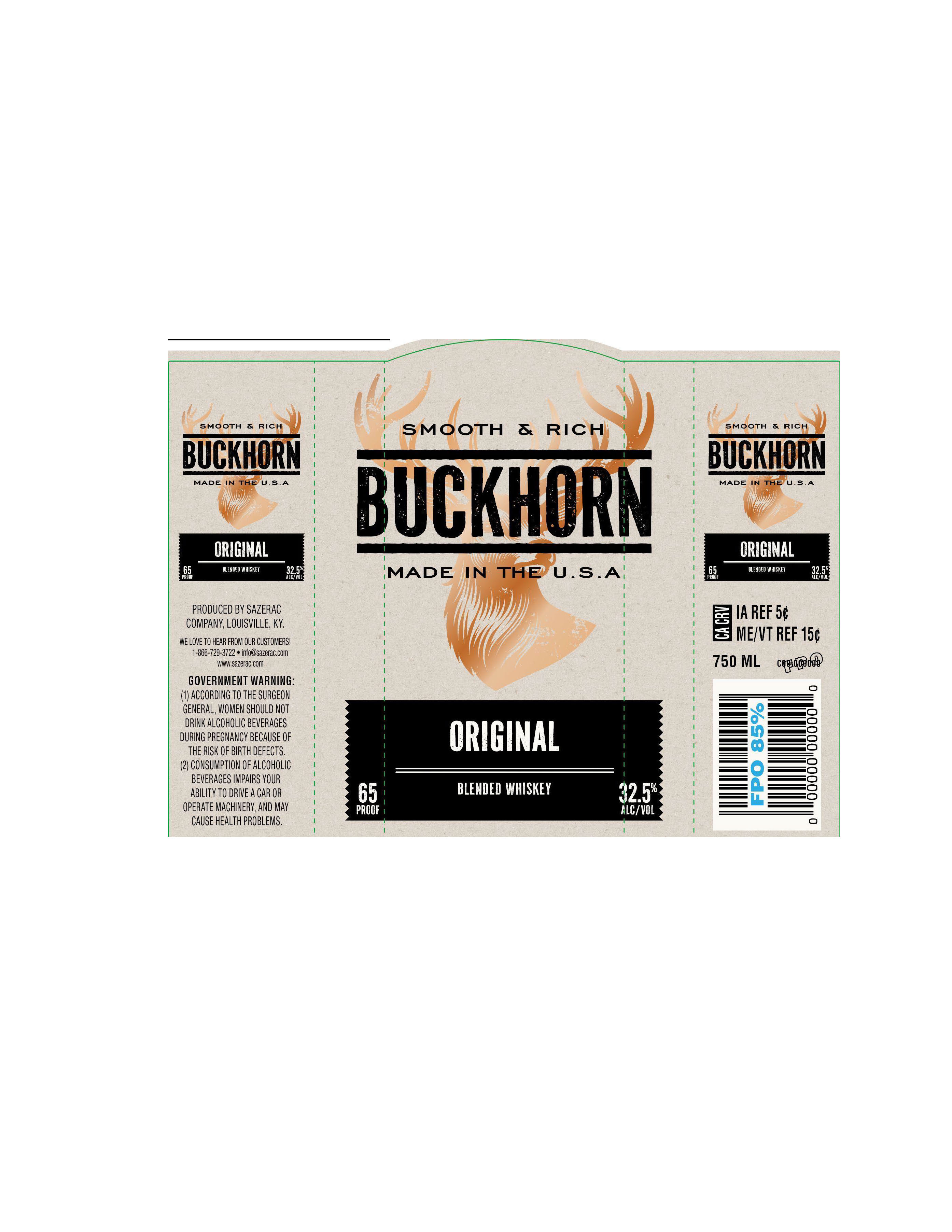 TABC label artwork for Buckhorn Original Whiskey
