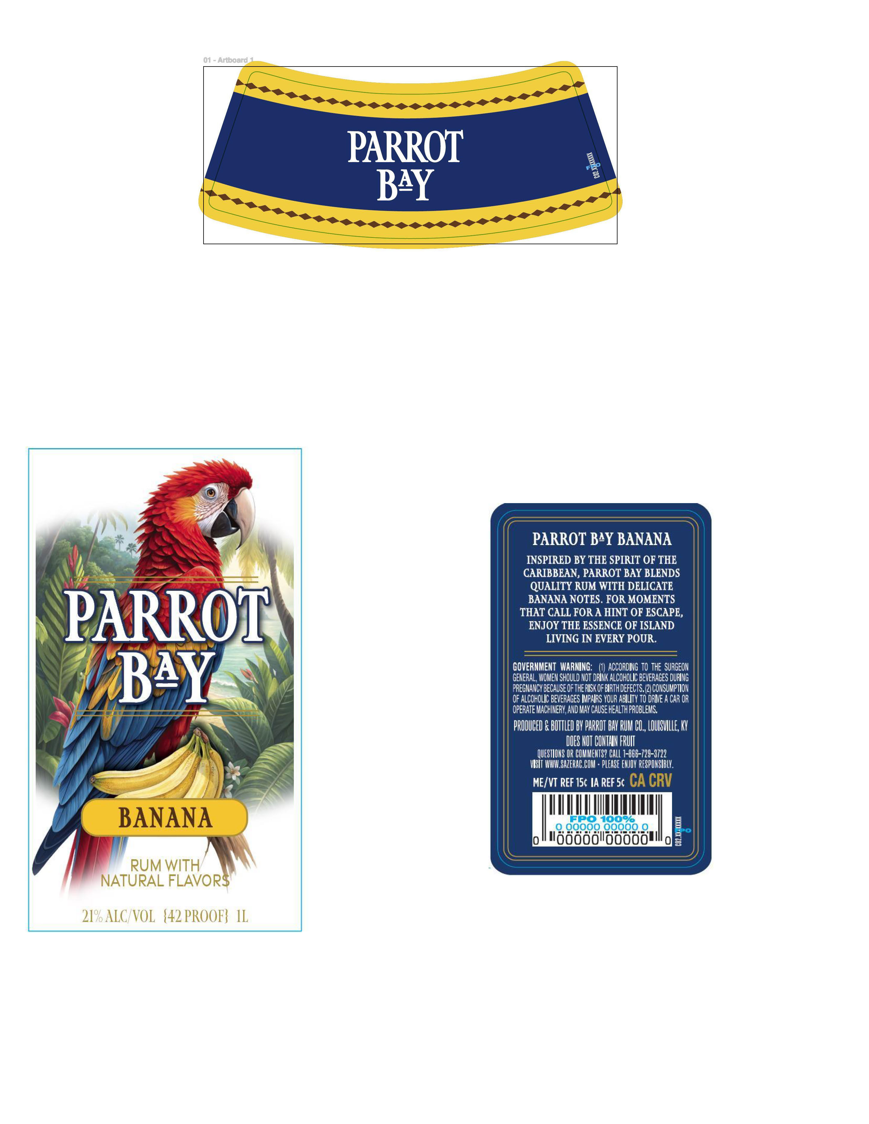 TABC label artwork for Parrot Bay Banana