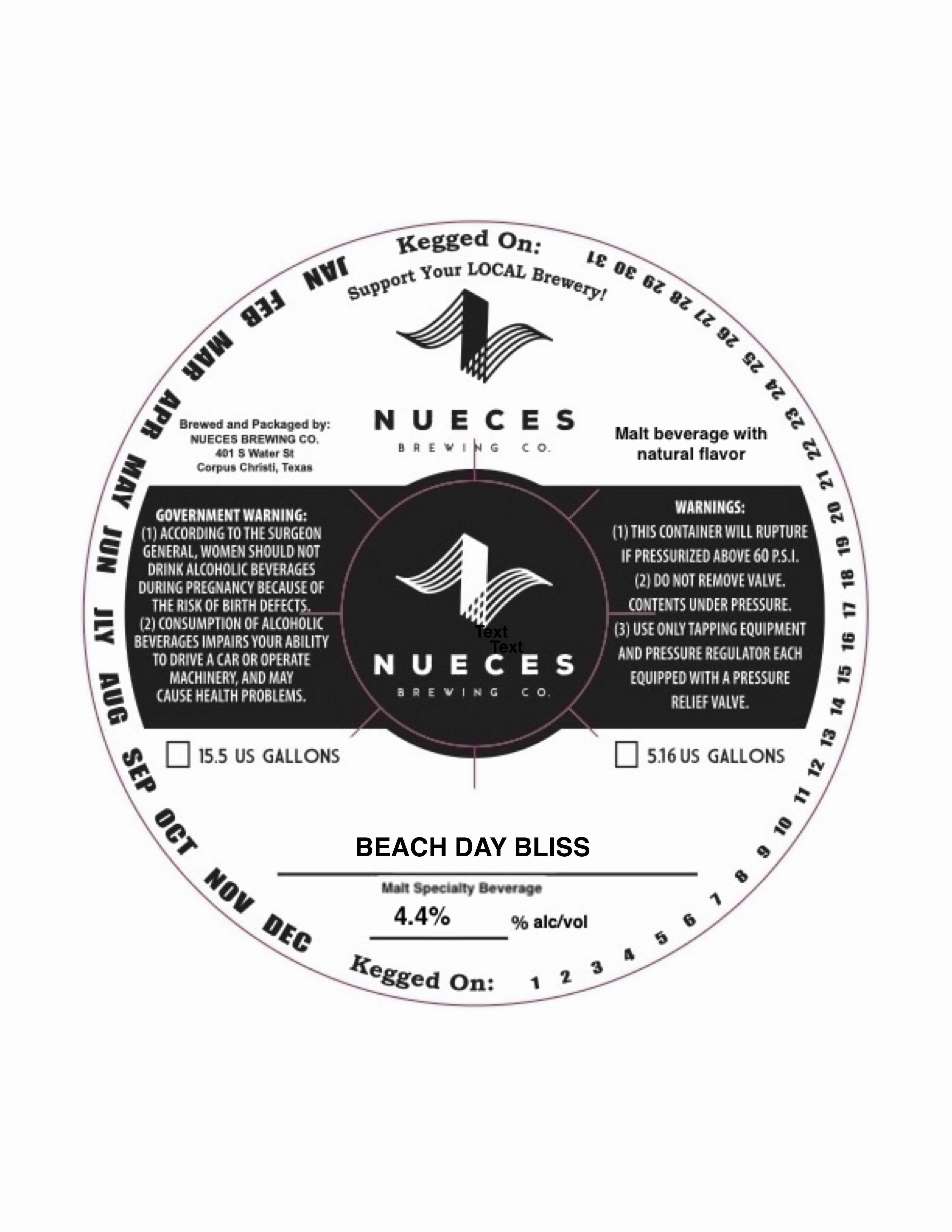 TABC label artwork for Nueces Beach Day Bliss