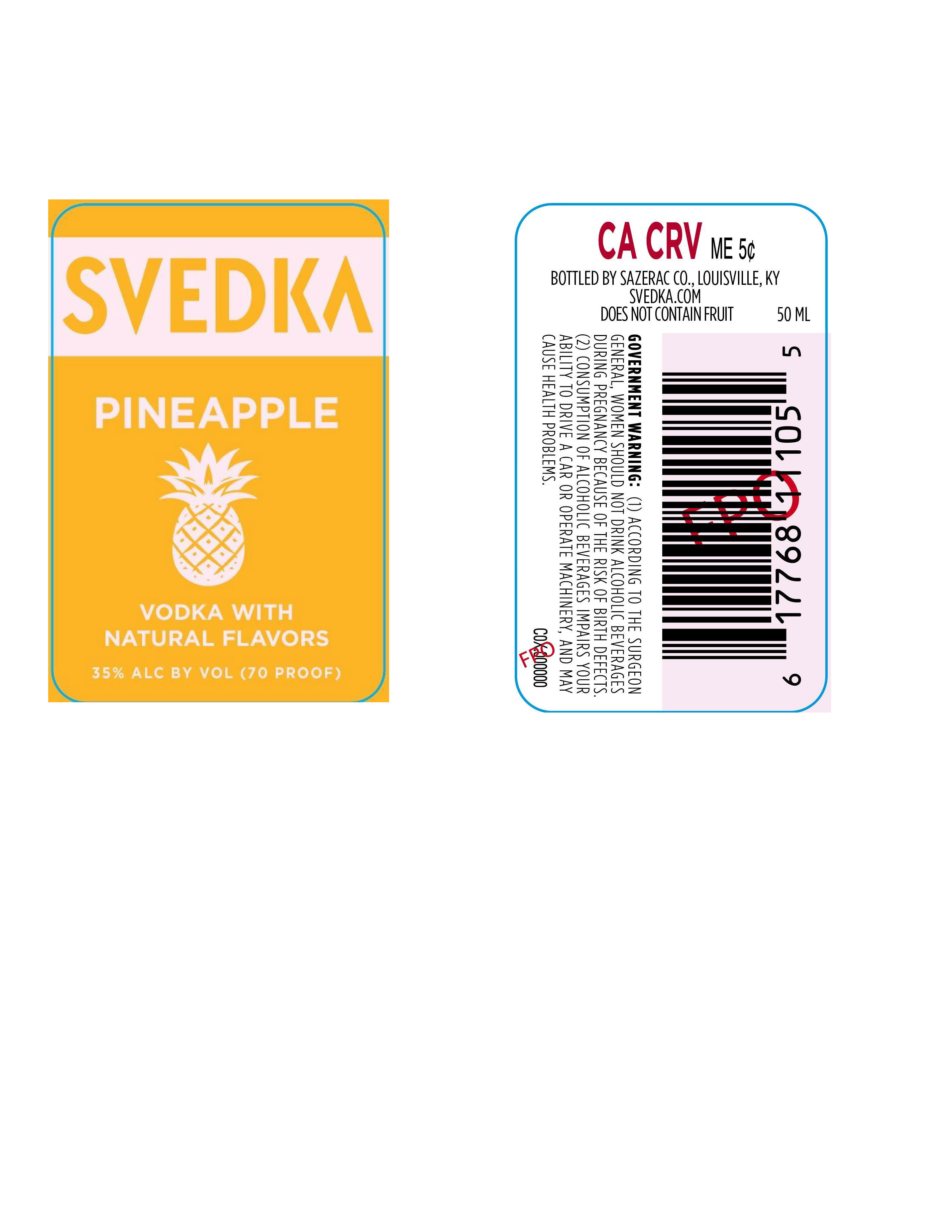 TABC label artwork for Svedka Pineapple Vodka