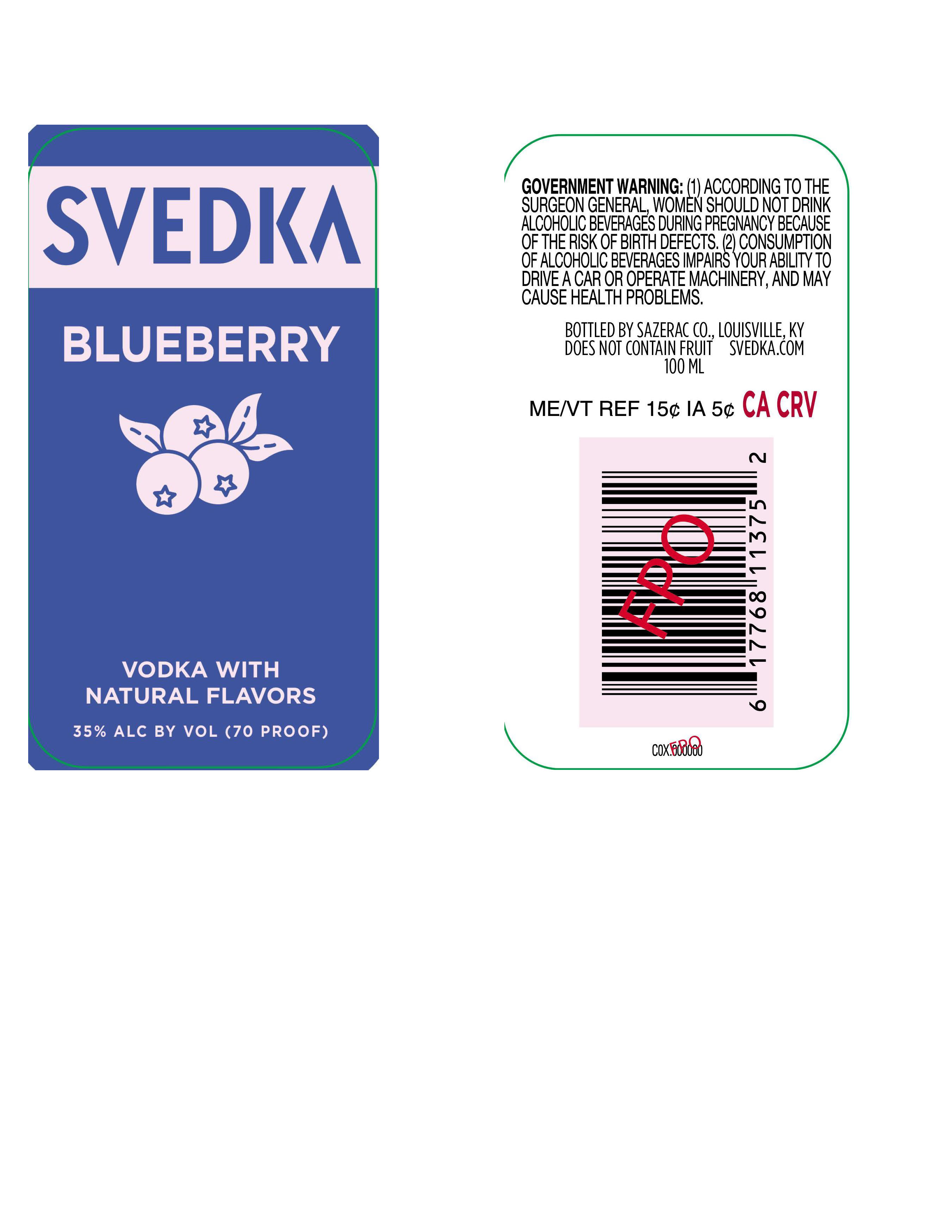 TABC label artwork for Svedka Blueberry Vodka