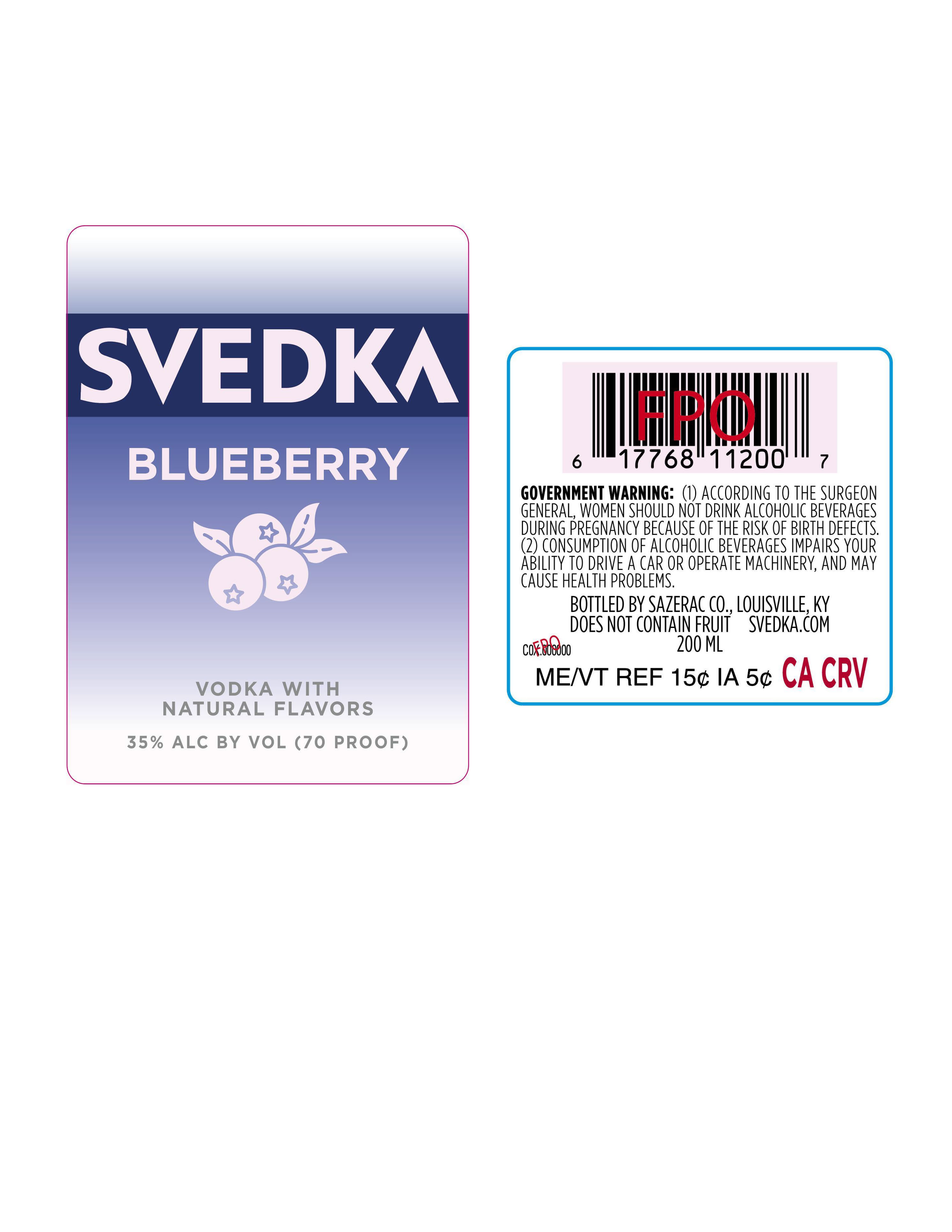 TABC label artwork for Svedka Blueberry Vodka