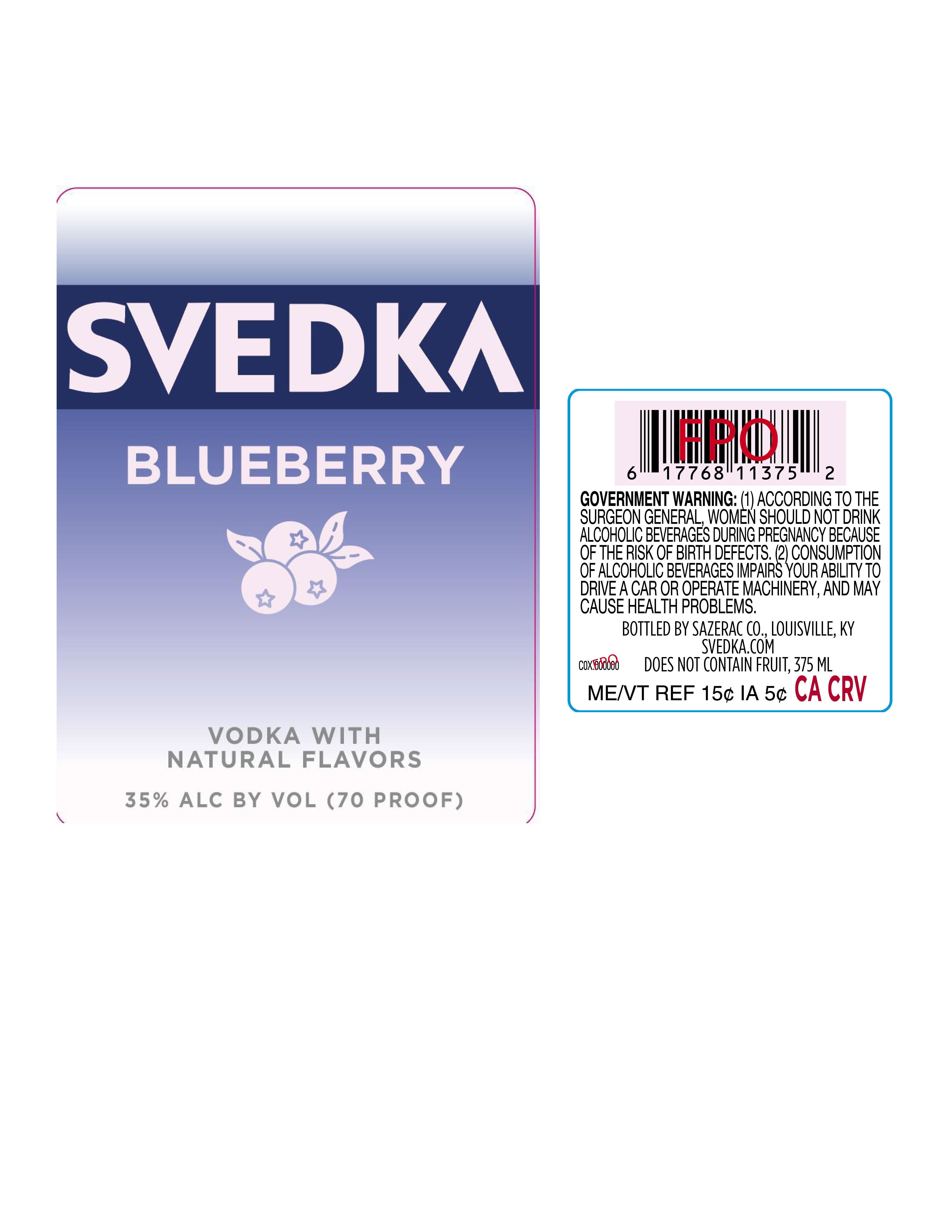 TABC label artwork for Svedka Blueberry Vodka