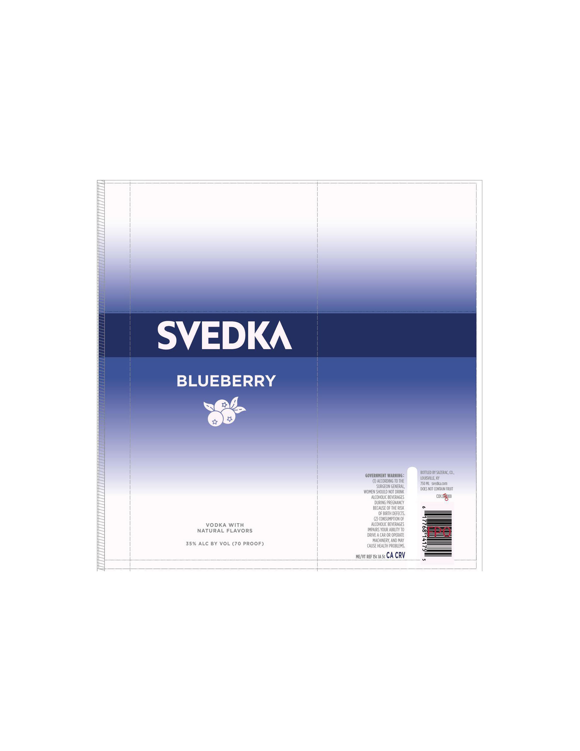 TABC label artwork for Svedka Blueberry Vodka