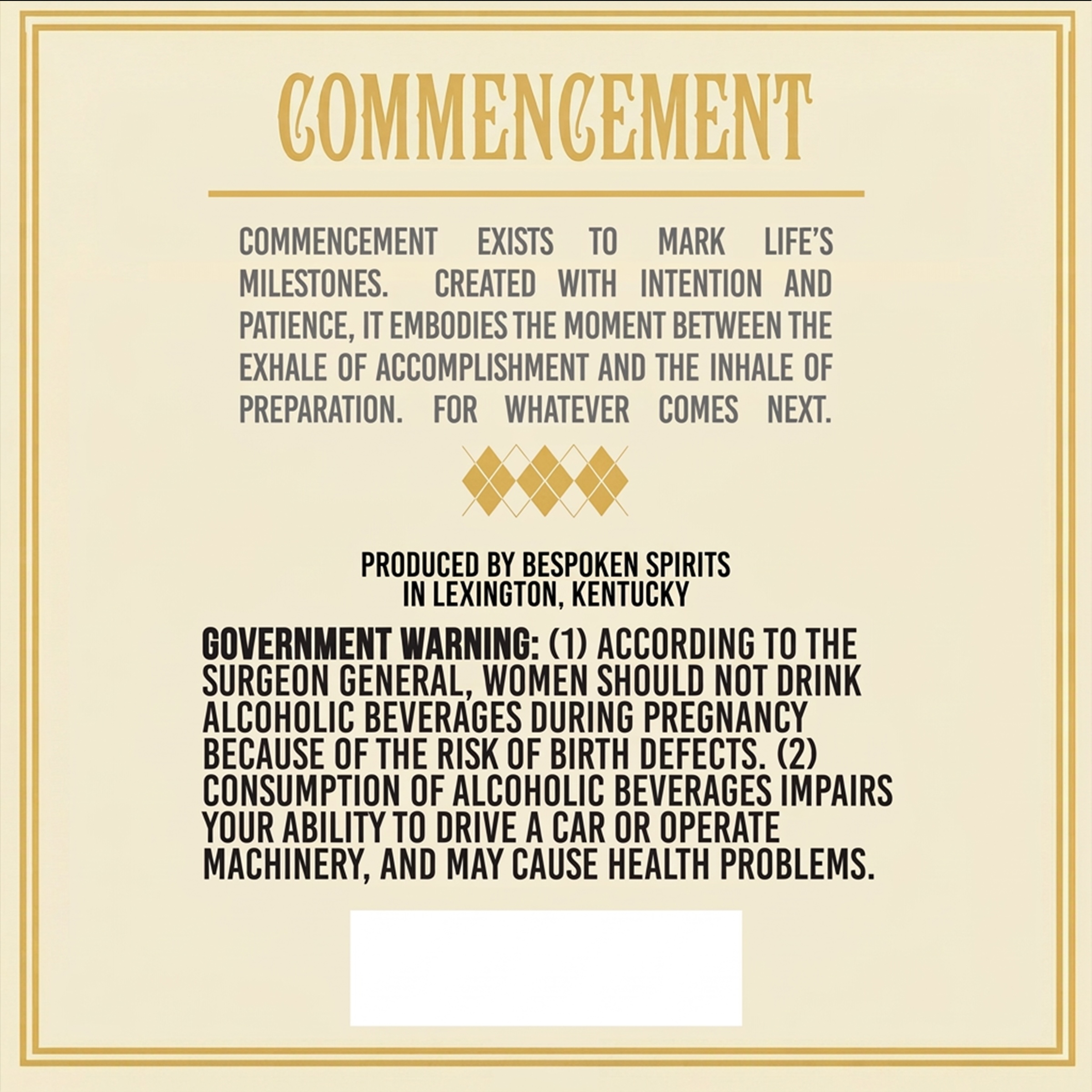 TABC label artwork for Commencement Straight Bourbon Whiskey Finished With ex-Maple Syrup American Oak Staves