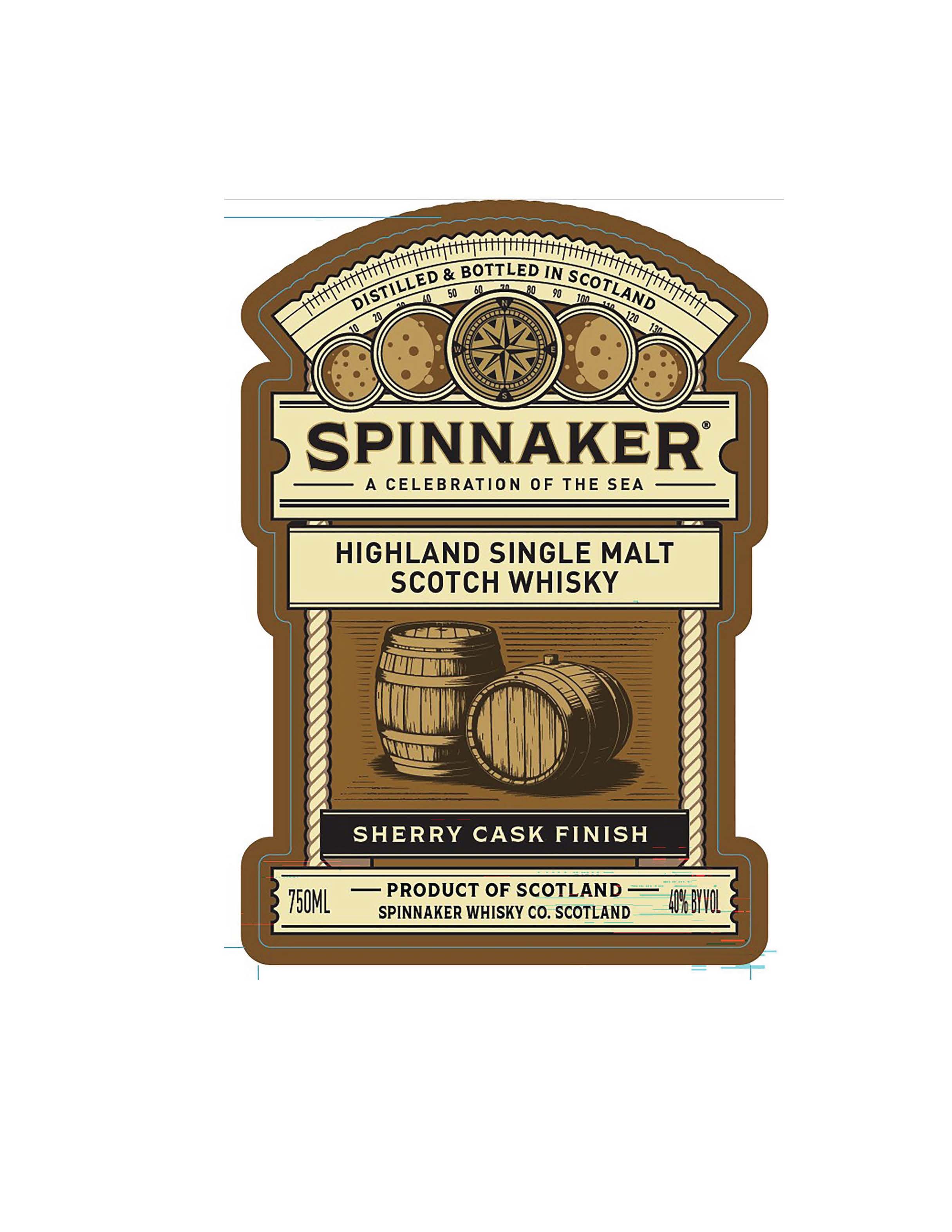 TABC label artwork for Spinnaker Sherry Cask Finish Single Malt Scotch Whisky