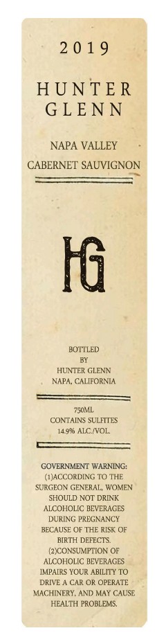 TABC label artwork for Hunter Glenn Cabernet Sauvignon