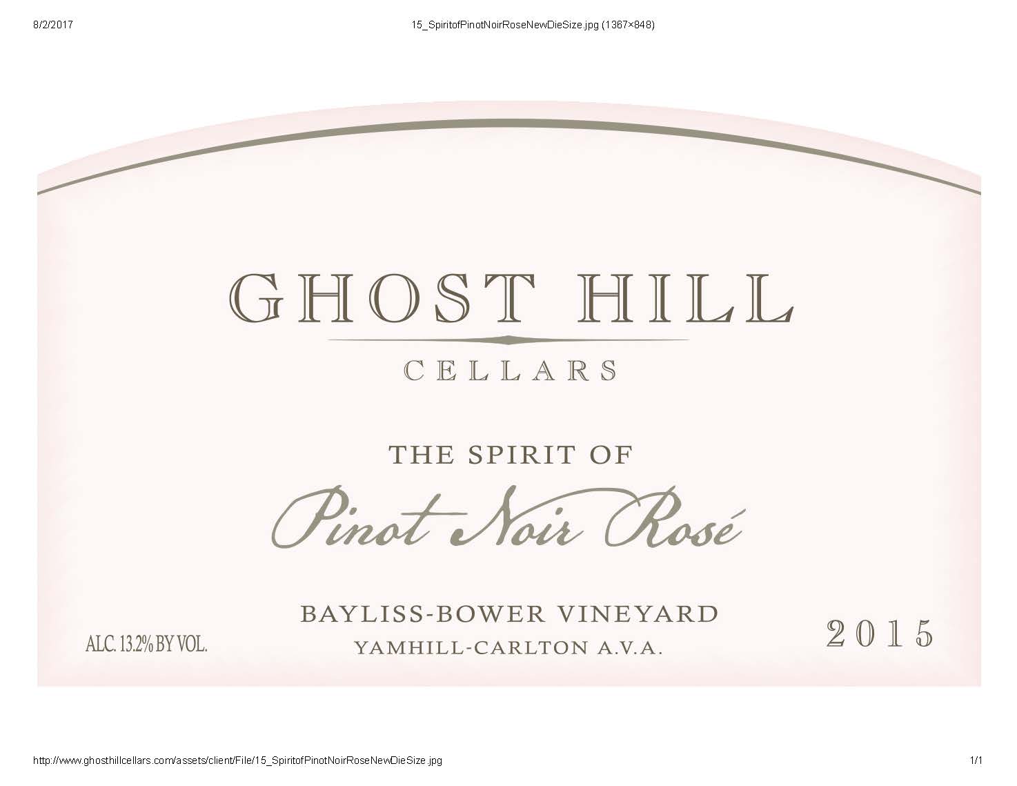 TABC label artwork for GHOST HILL CELLARS THE SPIRIT OF PINOT NOIR ROSE