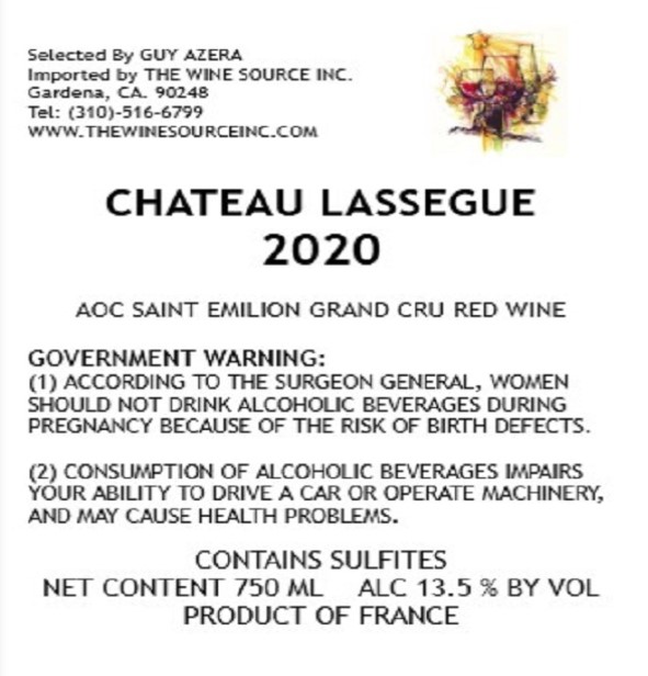 TABC label artwork for CHATEAU LASSEGUE SAINT EMILION GRAND CRU