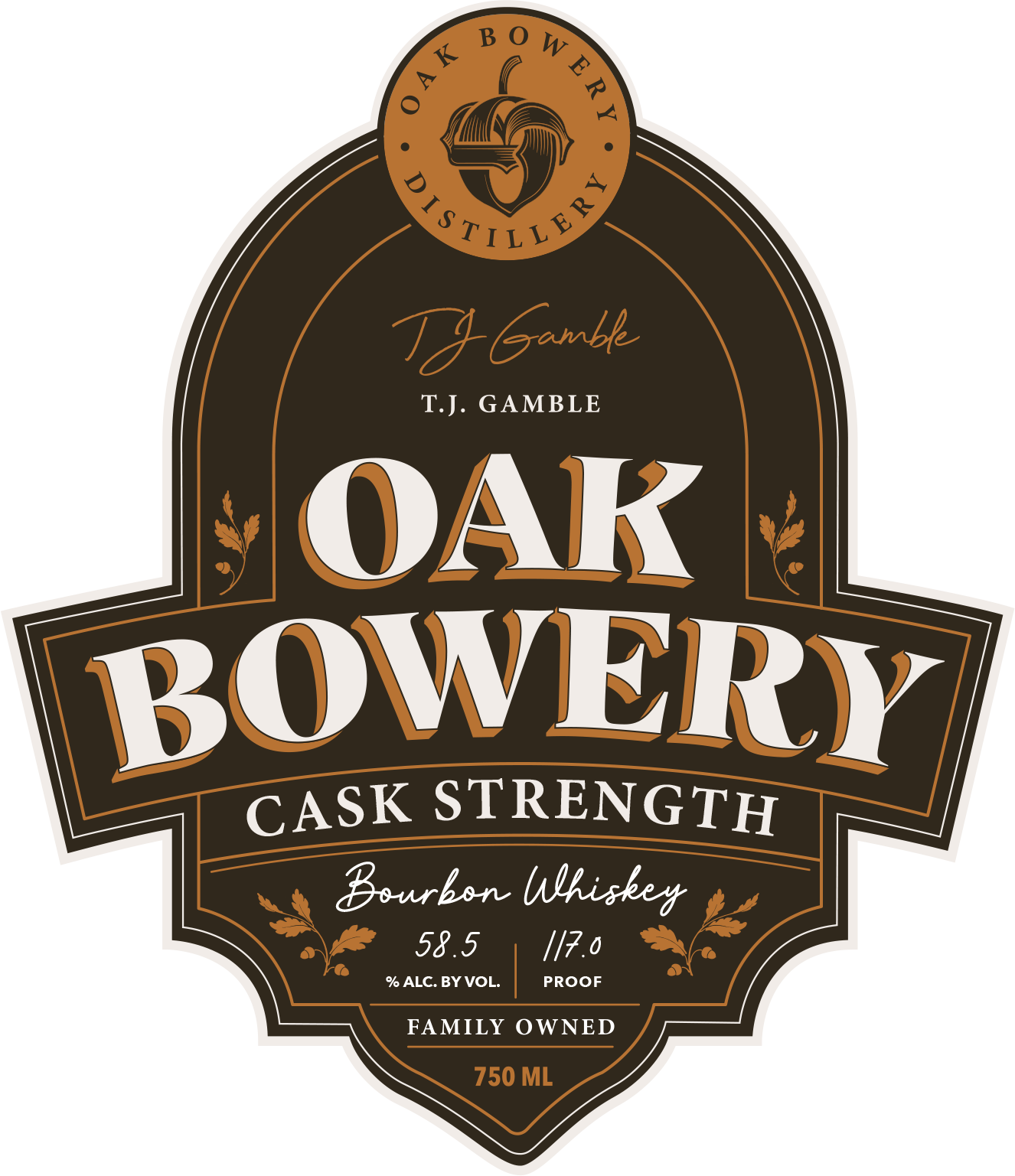 TABC label artwork for Oak Bowery Cask Strength Bourbon