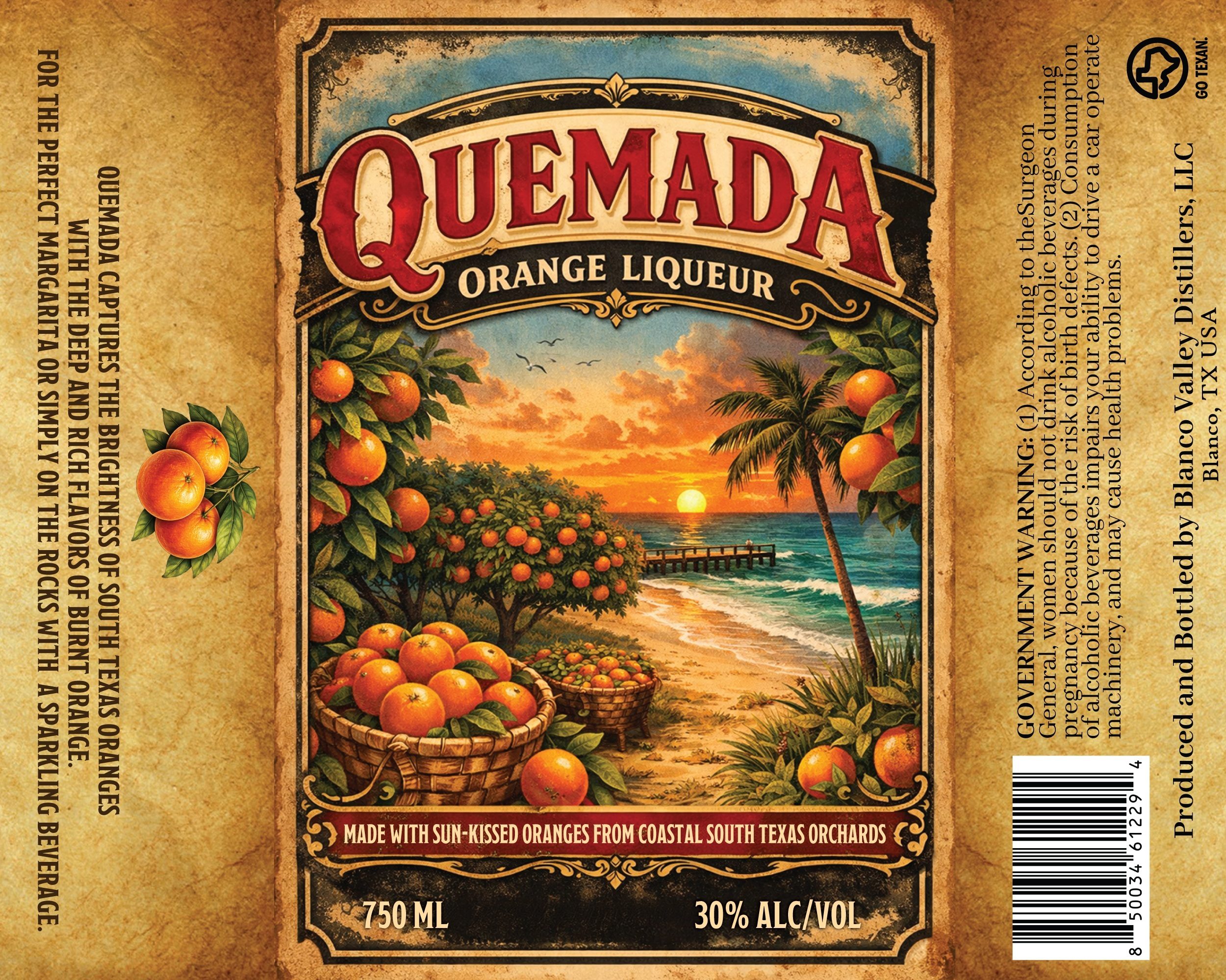 TABC label artwork for Quemada