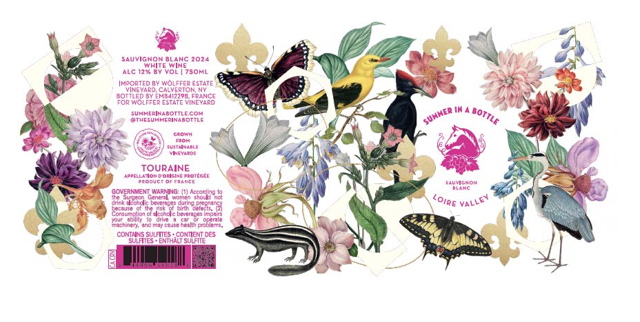 TABC label artwork for Wolffer Estate Sauvignon Blanc Summer in a Bottle Loire Valley Touraine