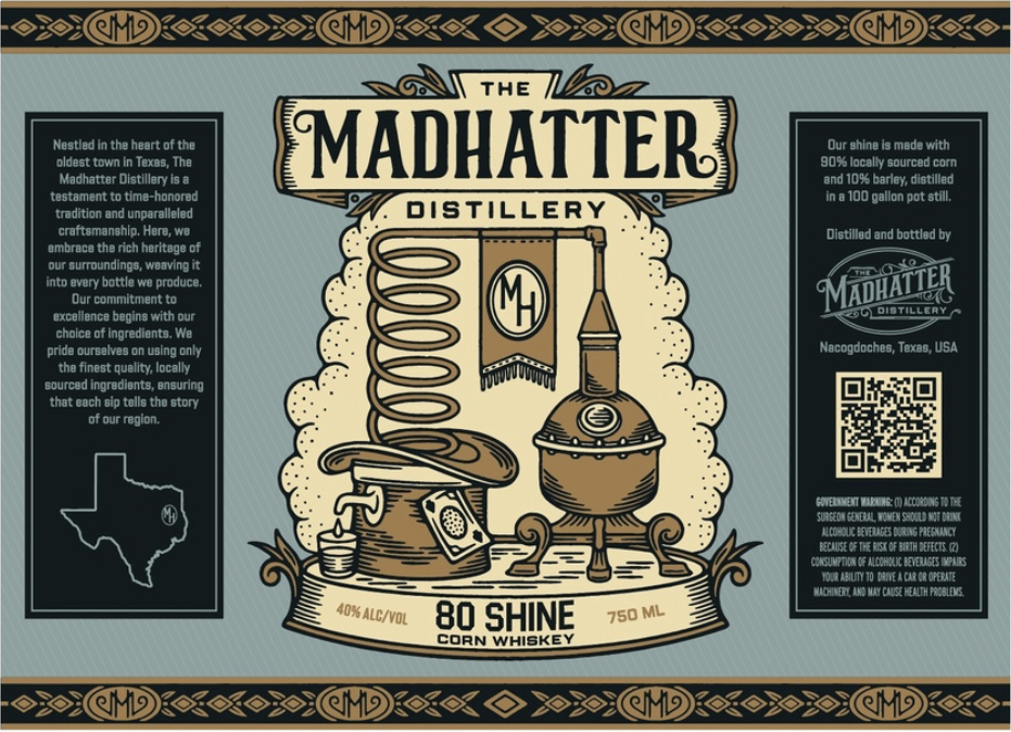 TABC label artwork for The Madhatter Distillery 80 Shine