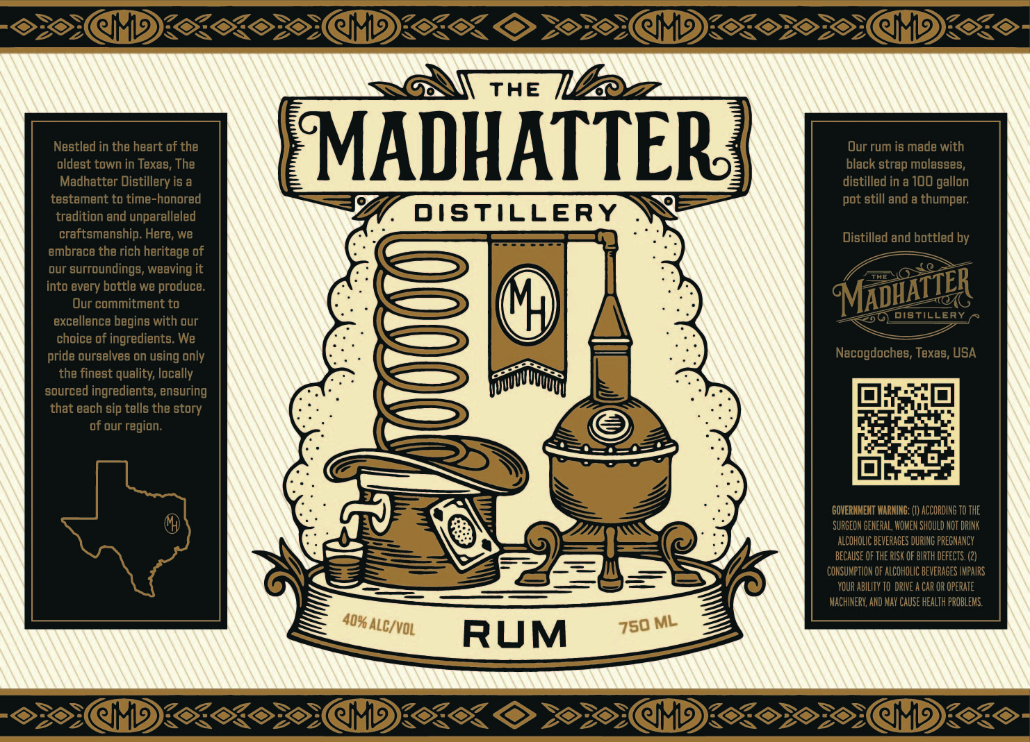 TABC label artwork for The Madhatter Distillery Rum