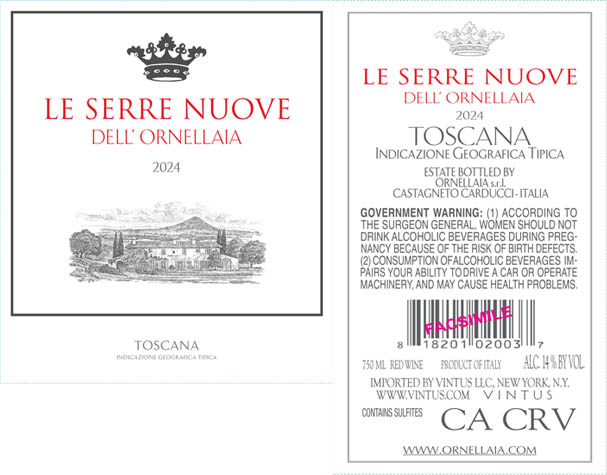 TABC label artwork for Ornellaia Le Serre Nuove dell Ornellaia