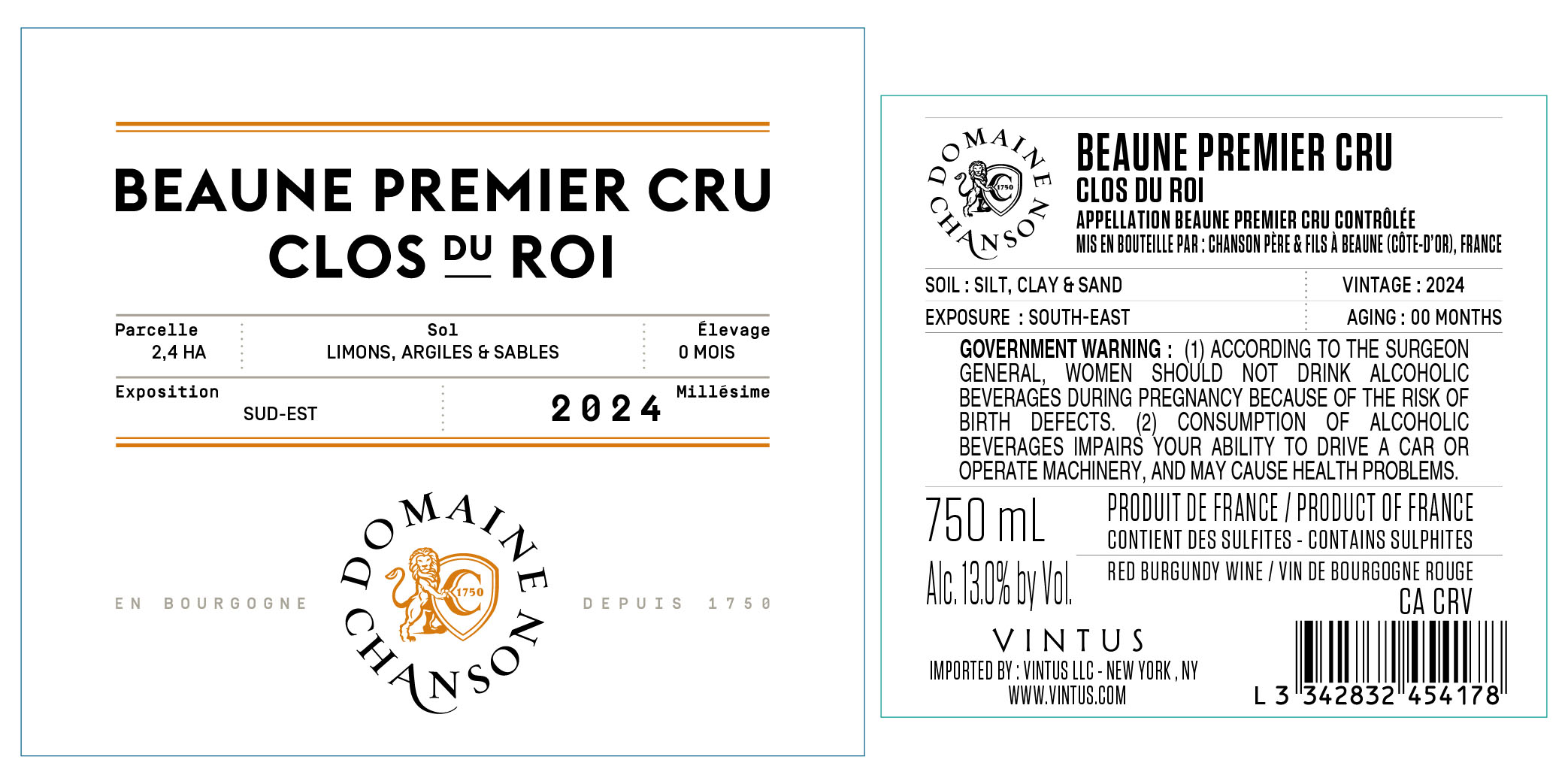 TABC label artwork for Chanson Beaune 1er Cru Clos du Roi