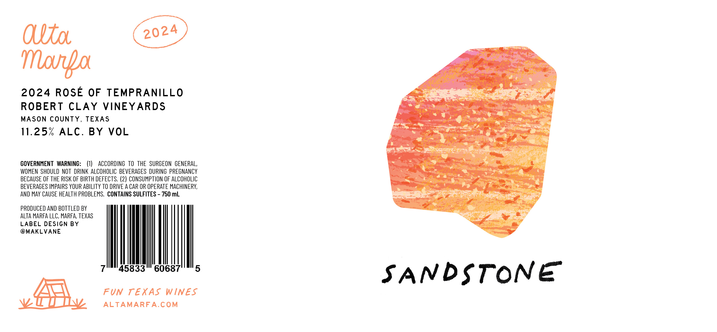 TABC label artwork for ALTA MARFA SANDSTONE ROSE