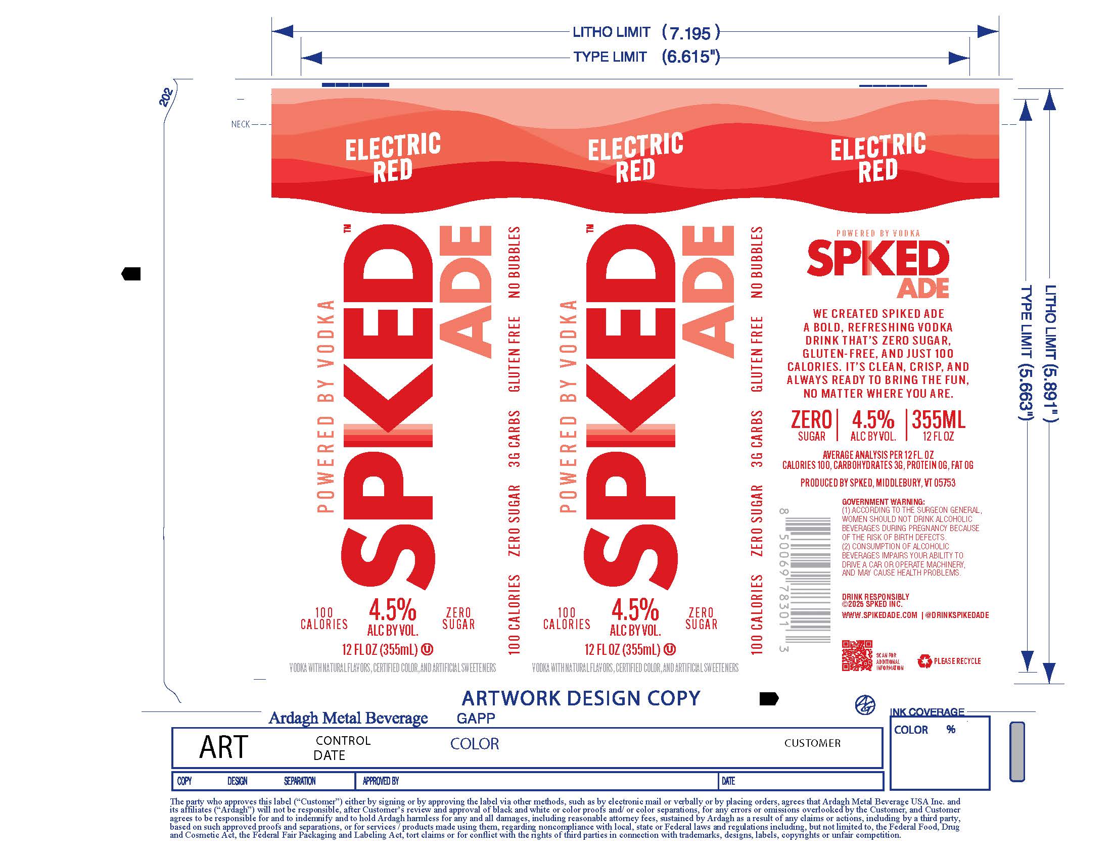 TABC label artwork for SPKED Ade Electric Red