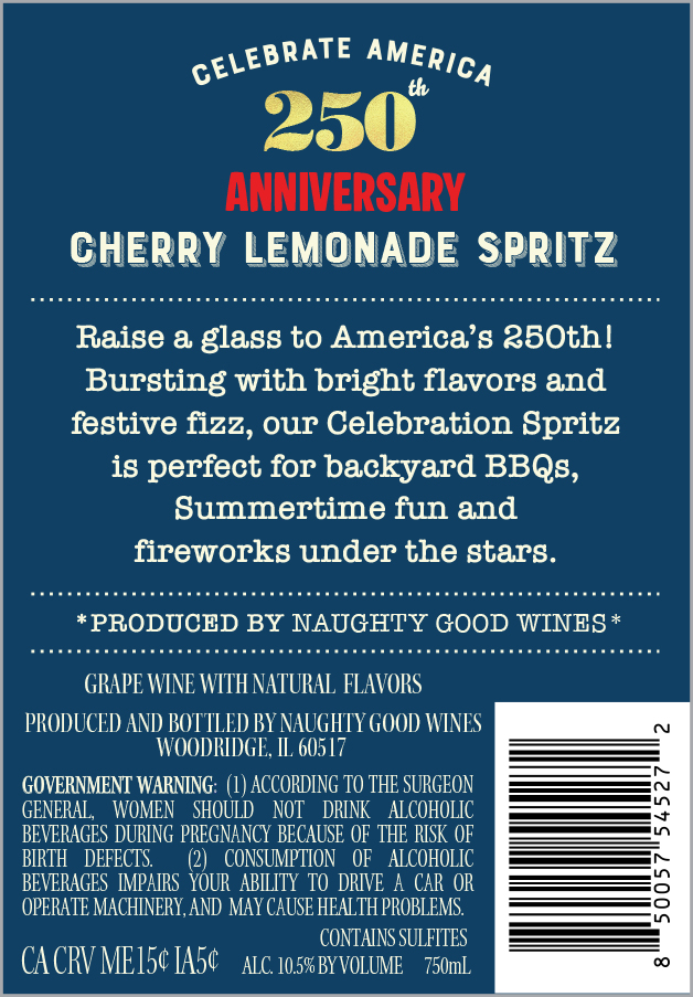 TABC label artwork for Naughty Good Wines Cherry Lemonade Spritz