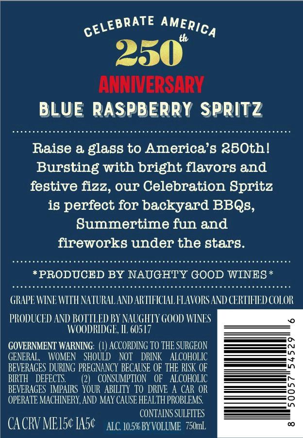TABC label artwork for Naughty Good Wines Blue Raspberry Spritz