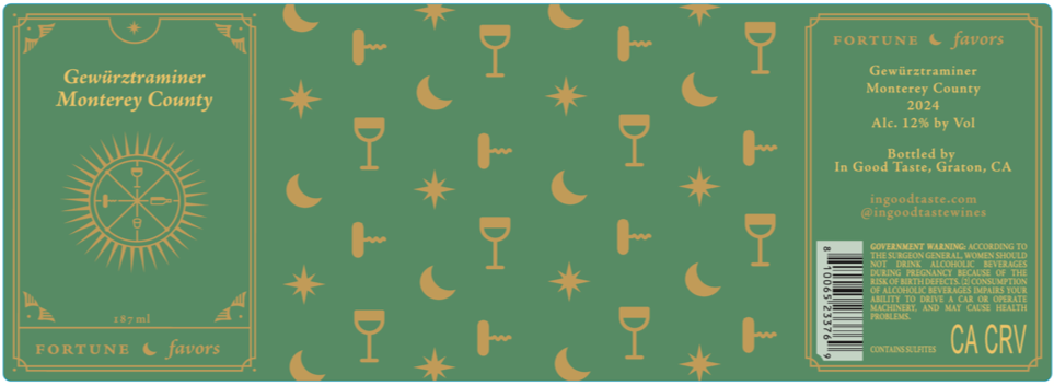 TABC label artwork for FORTUNE FAVORS GEWURZTRAMINER