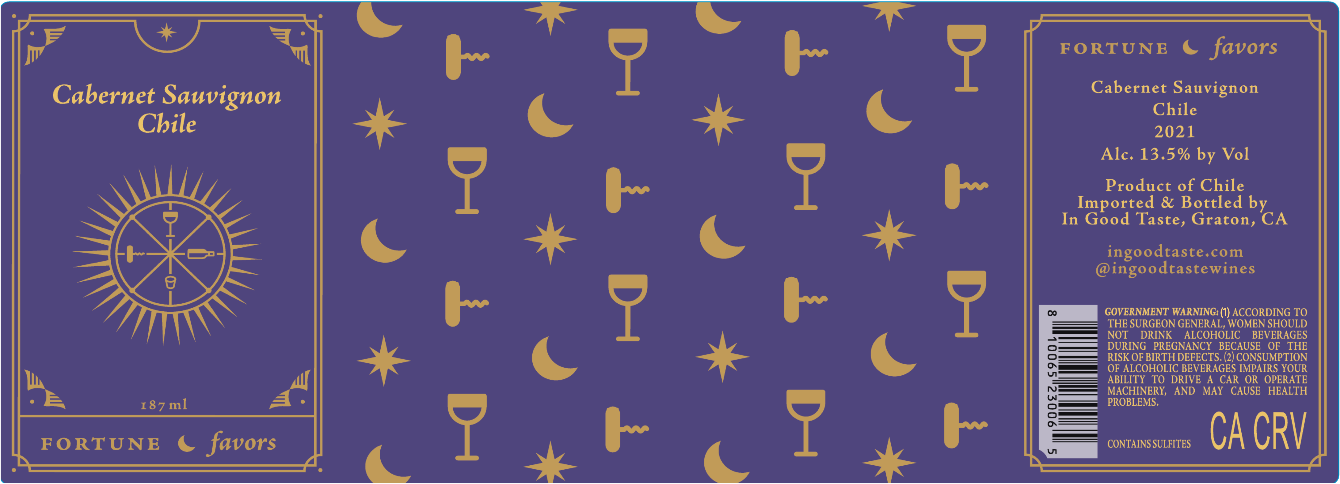 TABC label artwork for FORTUNE FAVORS CABERNET SAUVIGNON