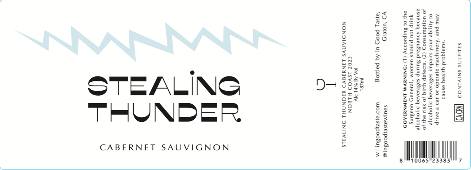 TABC label artwork for STEALING THUNDER CABERNET SAUVIGNON NORTH COAST