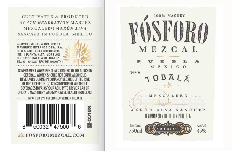 TABC label artwork for Fosforo Tobala Mezcal