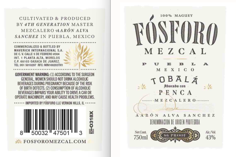 TABC label artwork for Fosforo Penca Mezcal