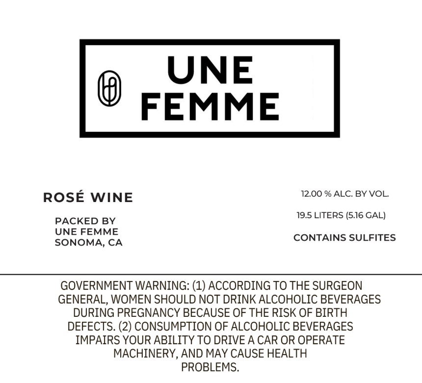 TABC label artwork for Une Femme Rose Wine