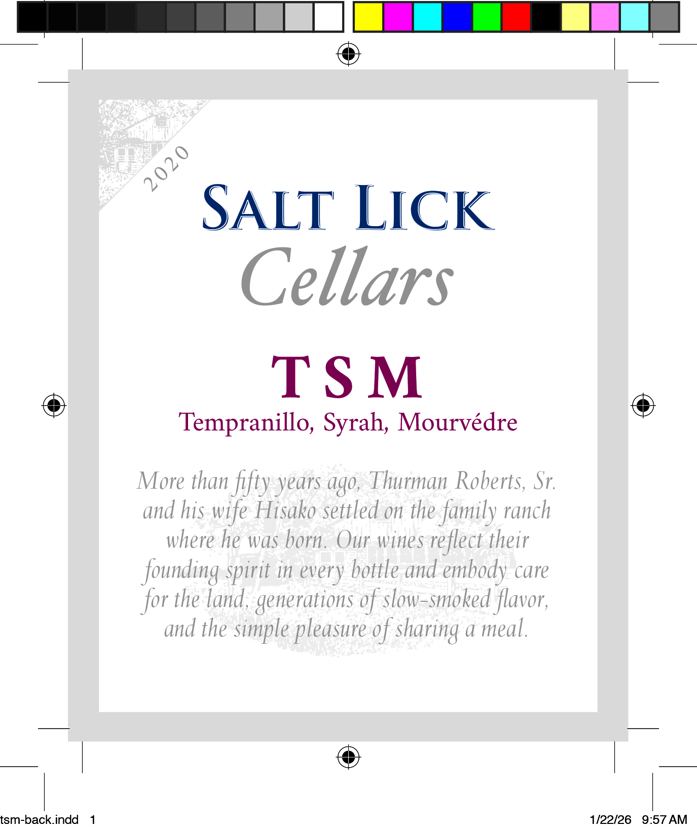 TABC label artwork for Salt Lick Cellars - TSM